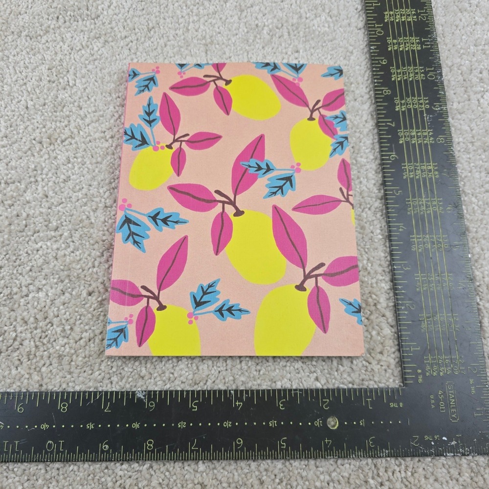 Anne Bentley Notebook Pink Lemon Citrus Pattern Artistic Softcover Journal